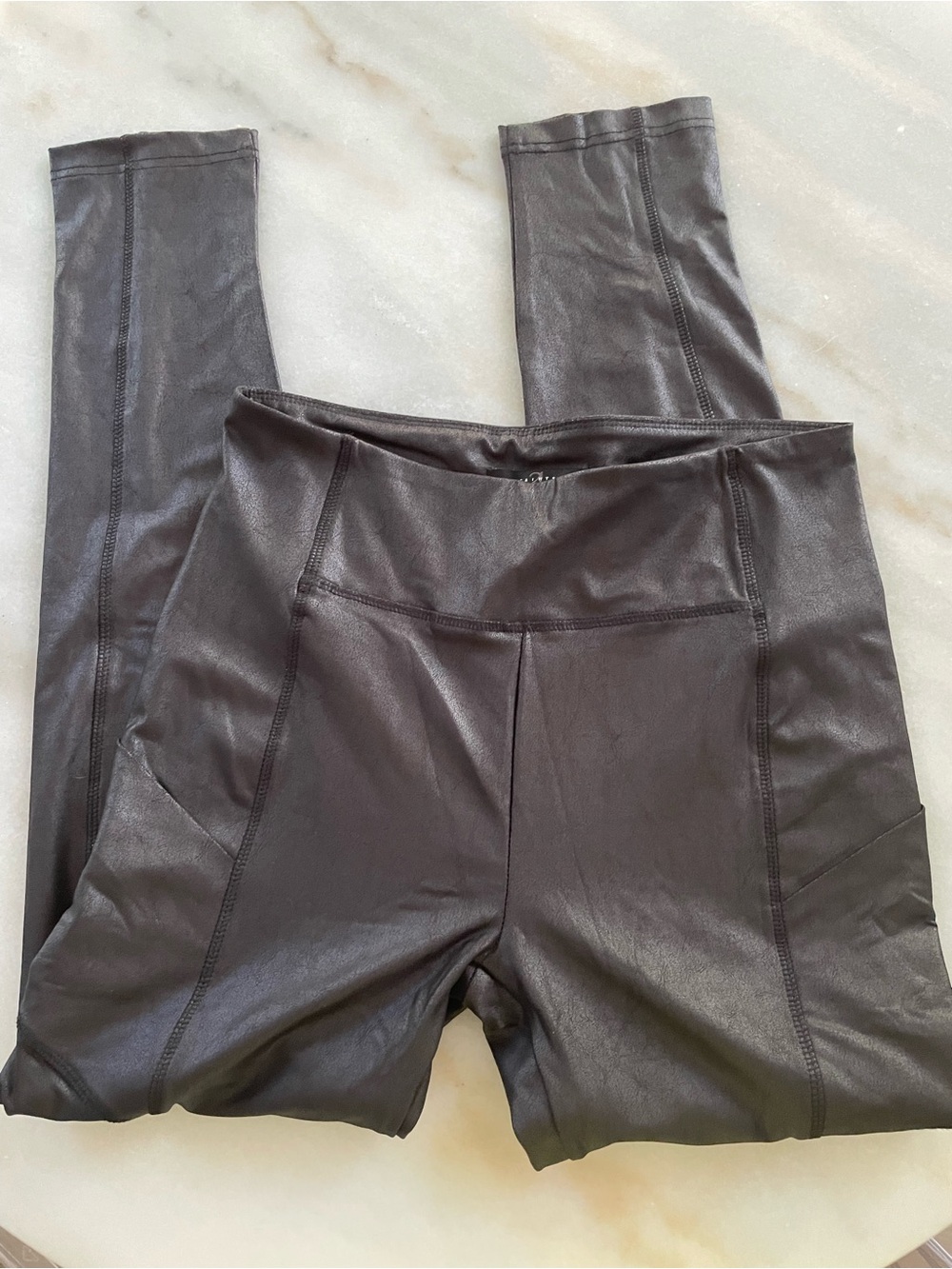 21 Saints High-Rise Faux Leather Leggings in Black size L